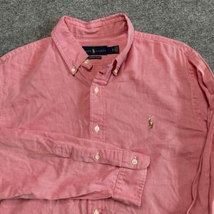 Polo Ralph Lauren‎ Button Down Shirt Mens Pink Chambray Oxford Flesh Pony